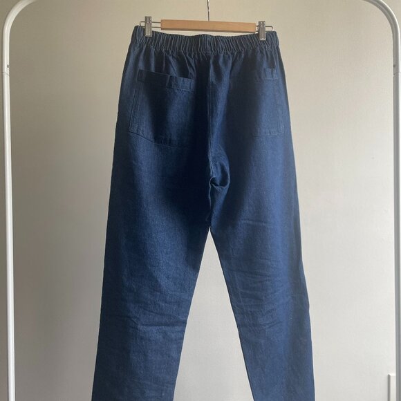 Muji - Men's Denim Easy Pants - medium indigo denim - M - Picture 2 of 3